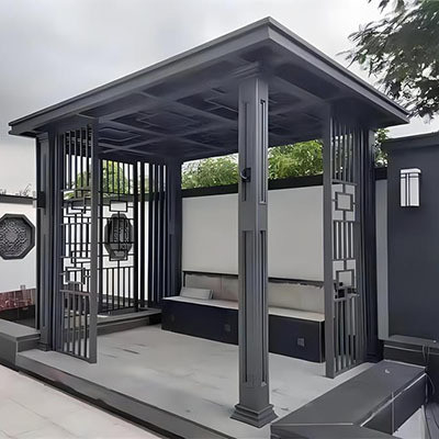 Cercas de jardim horizontais privacidade painéis de alumínio de laje com revestimento de pó preto Dorado