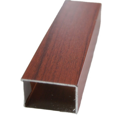 Tubo quadrado de alumínio de cor de madeira com serviço de soldagem 1.5x0.75mm espessura personalizada