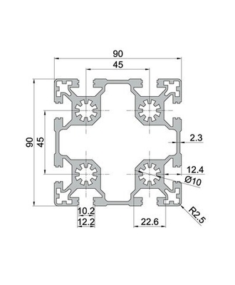 Temperatura T3-T8 Profil de alumínio anodizante industrial de extrusão personalizada de prata