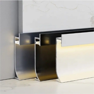 Empurrar e puxar PVC Custom Moderno Flooring Baseboard Iluminação Perfil com Luz LED