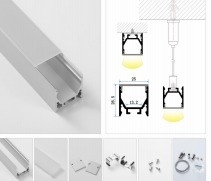 Super Slim 3 Meter Anjo LED Alumínio Profil Canal para Iluminação Recessada em Preto