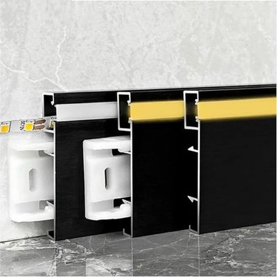 Tabuleiro de camisetas de perfil de alumínio LED para cozinha Baseboard 6063-T5 Quadro de alumínio para casa