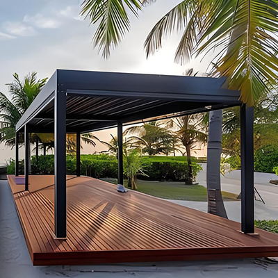 Telhado leve de alumínio Louvre Pergola exterior com design moderno e tampa à prova d'água