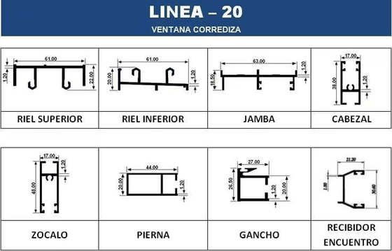 6063 6061 Perfil de extrusão de fluorocarbonetos de liga de alumínio para portas e janelas deslizantes