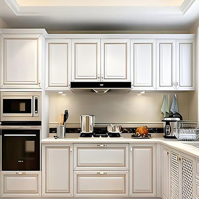 Armário de cozinha de perfil de alumínio de estilo europeu contemporâneo com acabamento branco de luxo