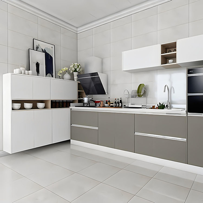 Armário de cozinha de perfil de alumínio de estilo europeu contemporâneo com acabamento branco de luxo