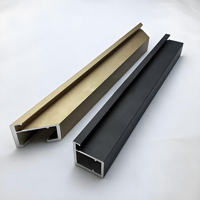 Ligação 6063 T5 Anodizado revestimento em pó de madeira Grão escovado de ouro perfis de alumínio para armários de cozinha armários