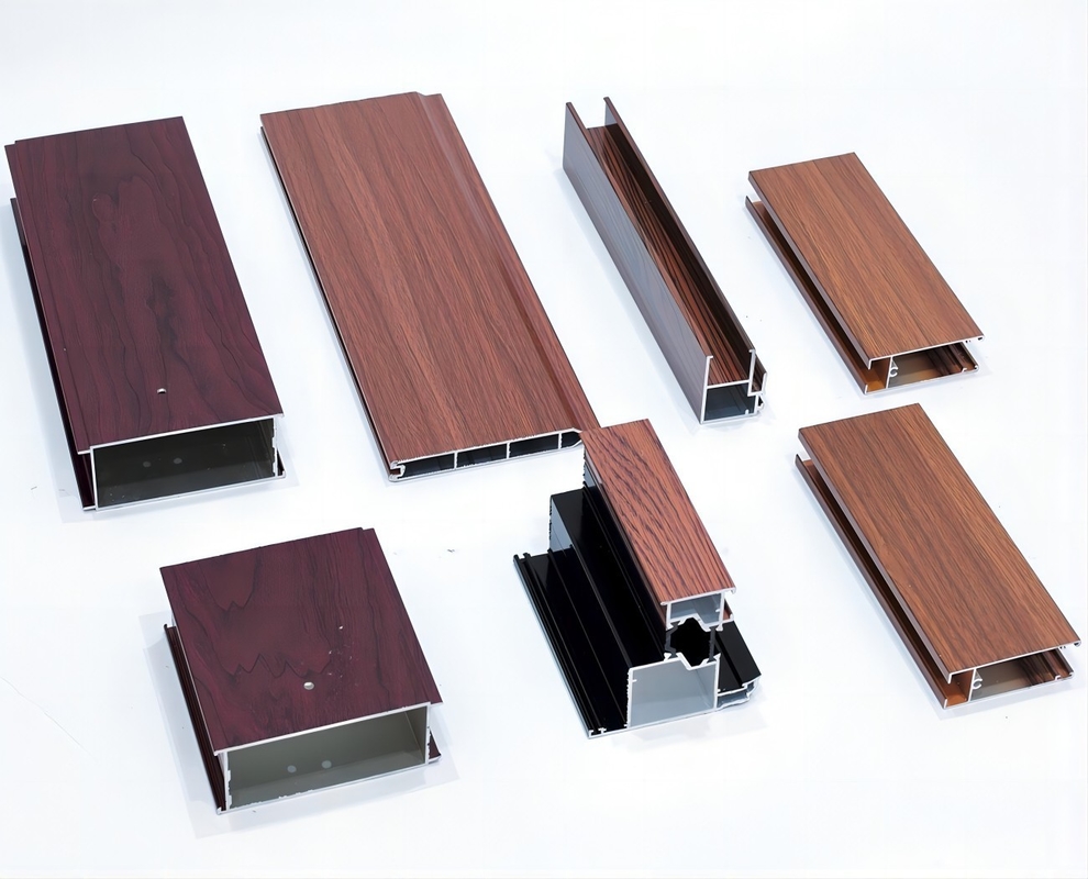 Polish Brush Powder Coating Golden Anodizing Wood Grain PVDF Edifício Construção Portas de janela